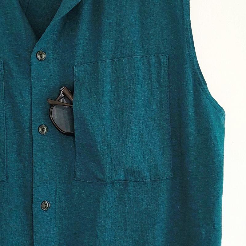 Phatee - NO SLEEVE SHIRTS HEMP JERSEY- TEAL GREENの画像