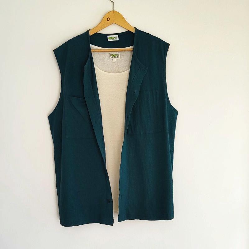 Phatee - NO SLEEVE SHIRTS HEMP JERSEY- TEAL GREENの画像