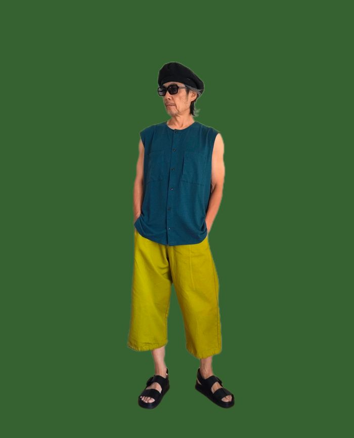 Phatee - NO SLEEVE SHIRTS HEMP JERSEY- TEAL GREENの画像