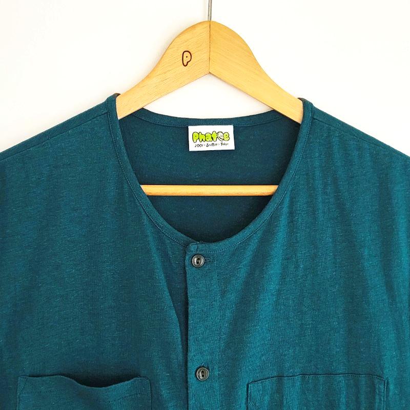 Phatee - NO SLEEVE SHIRTS HEMP JERSEY- TEAL GREENの画像
