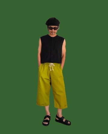 Phatee - hemp/cotton twill CROP PANTS / KIWIの画像