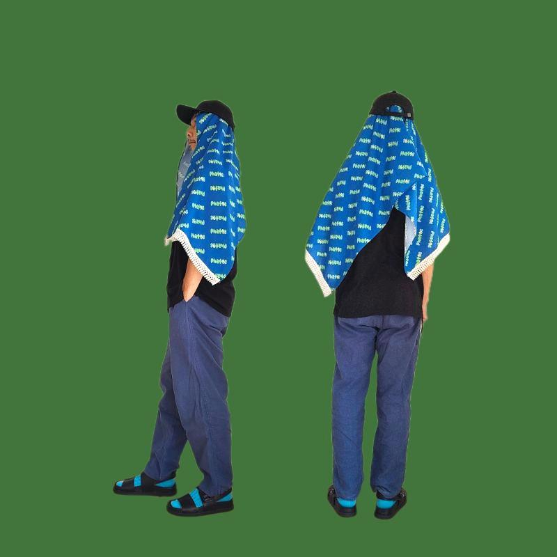 phatee-100% hemp shawl logo / blueの画像