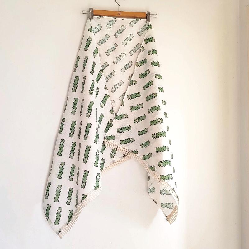 phatee-100% hemp shawl logo / off whiteの画像