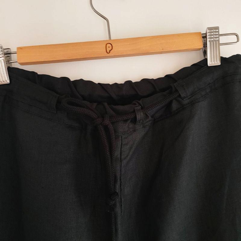 Phatee - 100% hemp plain weave easy long pants / black (sharing with the CEO)の画像