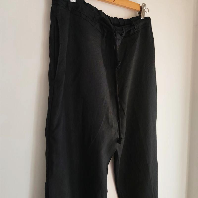 Phatee - 100% hemp plain weave easy long pants / black (sharing with the CEO)の画像