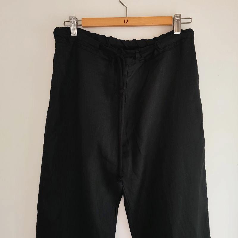Phatee - 100% hemp plain weave easy long pants / black (sharing with the CEO)の画像