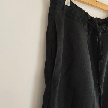 Phatee - 100% hemp plain weave easy long pants / black (sharing with the CEO)の画像