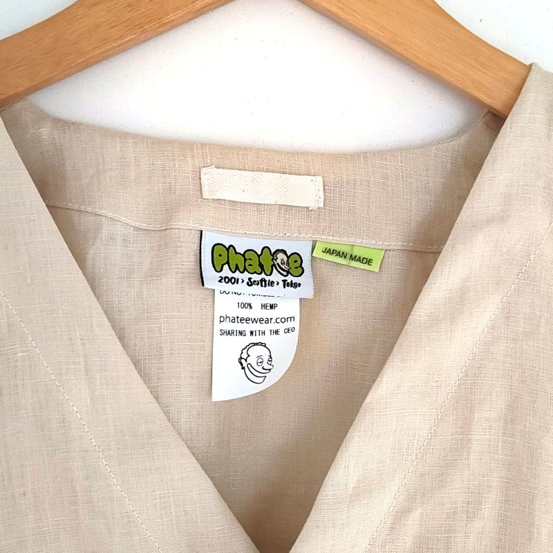 Phatee - 100% hemp plain weave no collar shirts / kinari (sharing with the CEO)の画像