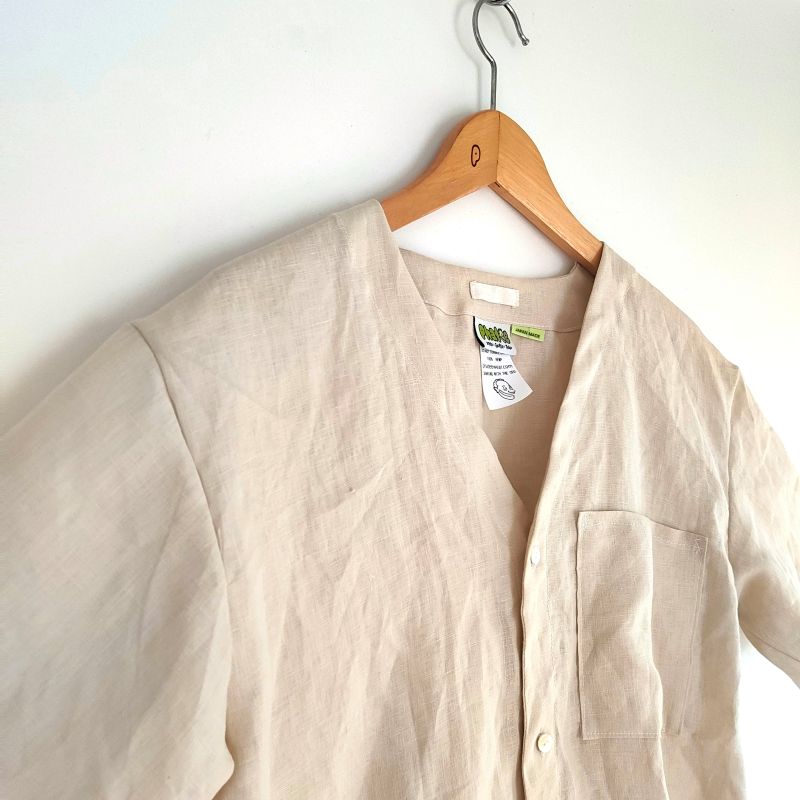 Phatee - 100% hemp plain weave no collar shirts / kinari (sharing with the CEO)の画像