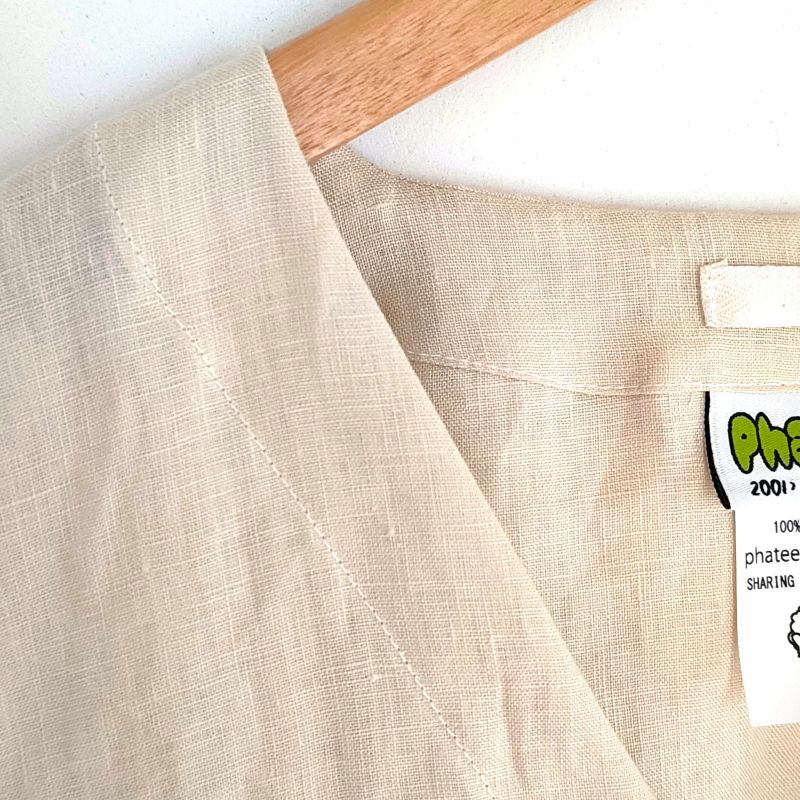 Phatee - 100% hemp plain weave no collar shirts / kinari (sharing with the CEO)の画像
