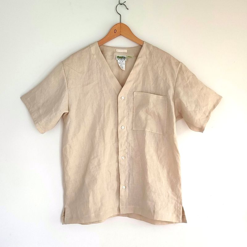 Phatee - 100% hemp plain weave no collar shirts / kinari (sharing with the CEO)の画像