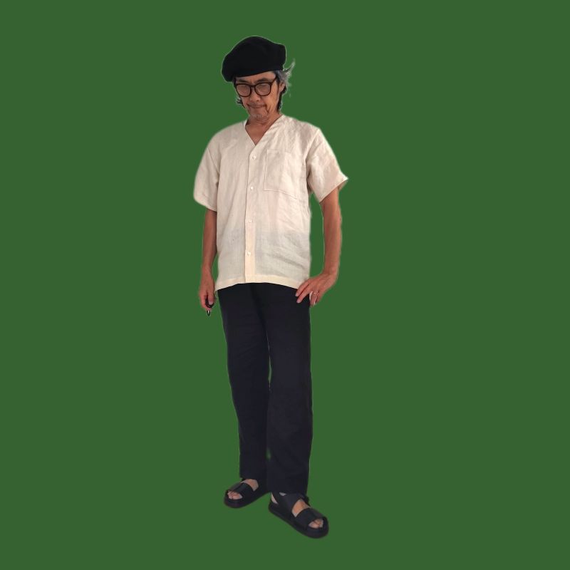 Phatee - 100% hemp plain weave no collar shirts / kinari (sharing with the CEO)の画像