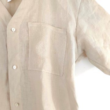 Phatee - 100% hemp plain weave no collar shirts / kinari (sharing with the CEO)の画像