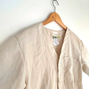 Phatee - 100% hemp plain weave no collar shirts / kinari (sharing with the CEO)の画像
