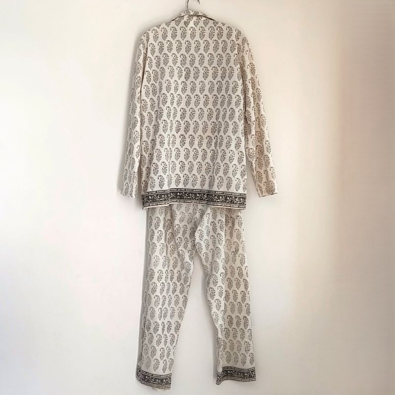 Phatee - 100% INDIAN COTTON HAND-PRINTING PAJAMAS / OFFWHITE (sharing with the CEO)の画像