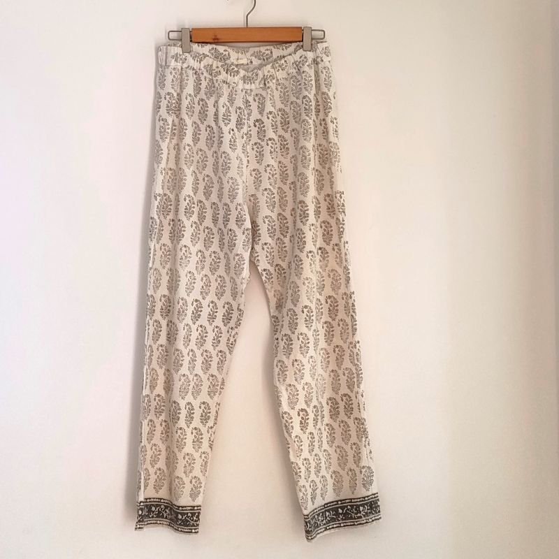 Phatee - 100% INDIAN COTTON HAND-PRINTING PAJAMAS / OFFWHITE (sharing with the CEO)の画像