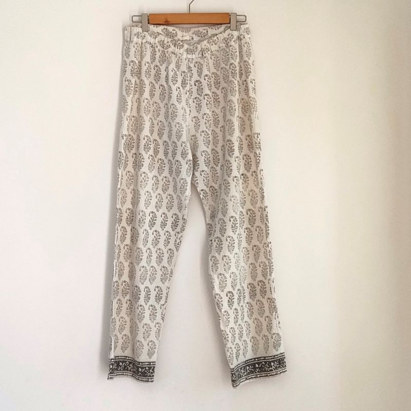 Phatee - 100% INDIAN COTTON HAND-PRINTING PAJAMAS / OFFWHITE (sharing with the CEO)の画像