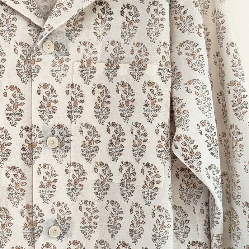 Phatee - 100% INDIAN COTTON HAND-PRINTING PAJAMAS / OFFWHITE (sharing with the CEO)の画像