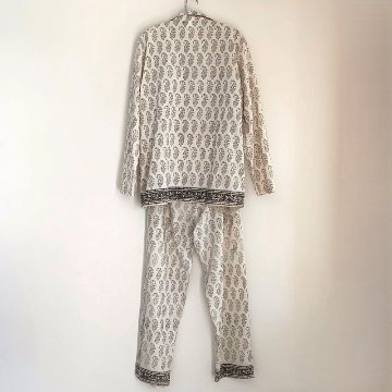 Phatee - 100% INDIAN COTTON HAND-PRINTING PAJAMAS / OFFWHITE (sharing with the CEO)の画像