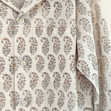 Phatee - 100% INDIAN COTTON HAND-PRINTING PAJAMAS / OFFWHITE (sharing with the CEO)の画像