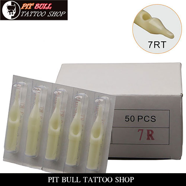 7RT　プラスチック　チップ　50本セット　DISPOSABLE PLASTIC NOZZLE TATTOO NEEDLE TIPSの画像