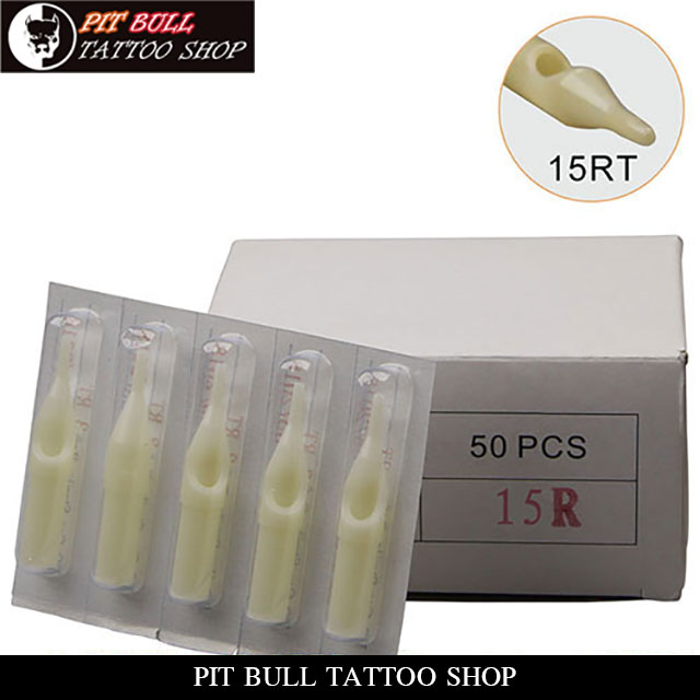 15RT　プラスチック　チップ　50本セット　DISPOSABLE PLASTIC NOZZLE TATTOO NEEDLE TIPSの画像