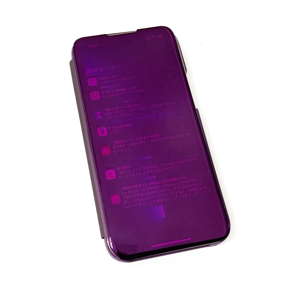 iPhone15 ハーフクリアケース 手帳型 iPhone14Plus 13mini ProMax SE第3世代 半透明 透ける ミラー 保護カバー 閉じても画面が見える スタンド画像