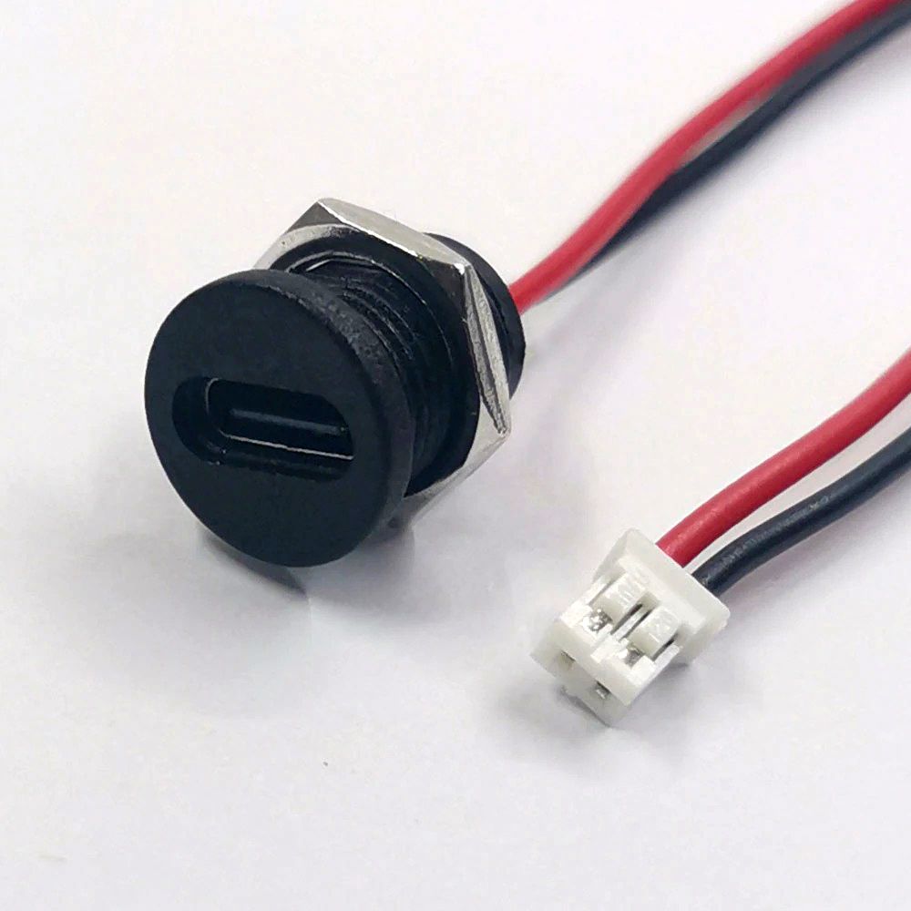 USB Type-C 高電流充電ソケット M11ナット カプラー 防水キャップ付属 電子部品 メール便なら送料無料画像