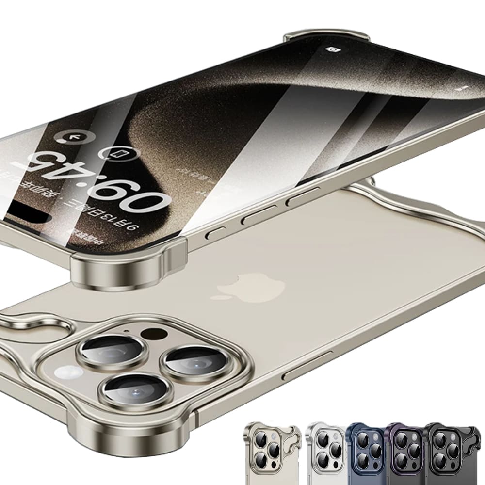 iPhone15用 アルミ合金バンパー 耐衝撃 衝撃吸収 流線型 おしゃれ かっこいい シンプル メタルカバー画像