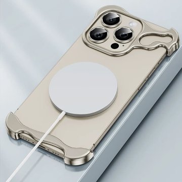 iPhone15用 アルミ合金バンパー 耐衝撃 衝撃吸収 流線型 おしゃれ かっこいい シンプル メタルカバー画像