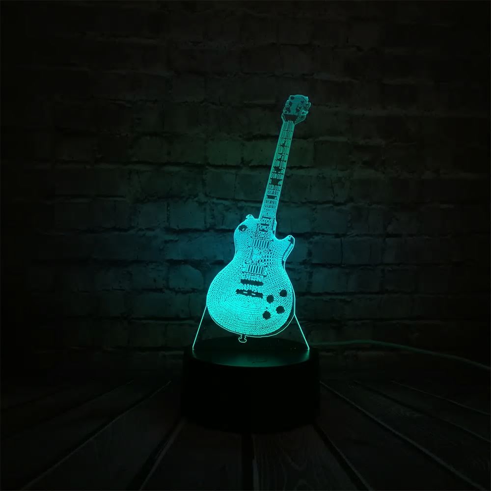 ギター スタンド デスク イルミネーション アクリル インテリア LED ナイトライト マイクロUSBケーブル 単3 電池駆動 バッテリー画像
