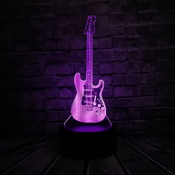 ギター スタンド デスク イルミネーション アクリル インテリア LED ナイトライト マイクロUSBケーブル 単3 電池駆動 バッテリー画像