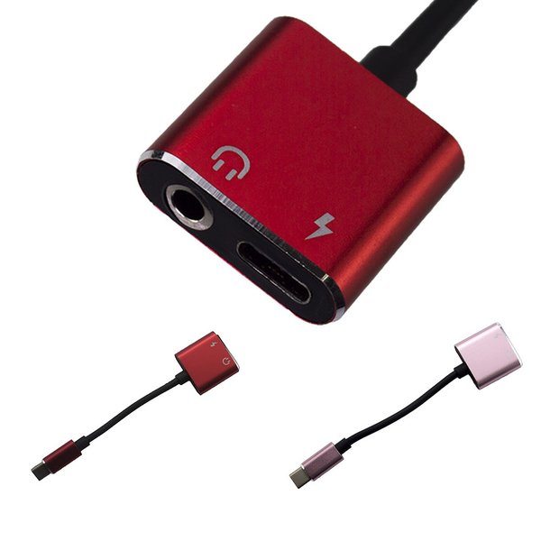 USB Cタイプ対応 Type-C イヤホン充電変換分岐オーディオアダプターケーブル メール便なら送料無料画像