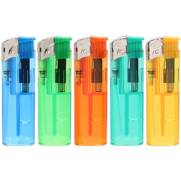 PE02Vプッシュ式電子ライター クリア5色セットの画像