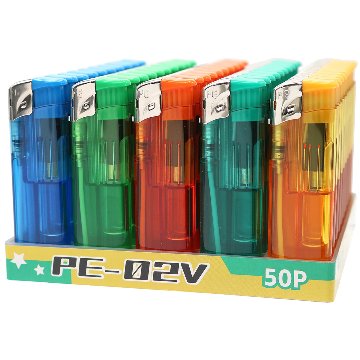 PE02Vプッシュ式電子ライター クリア5色セットの画像