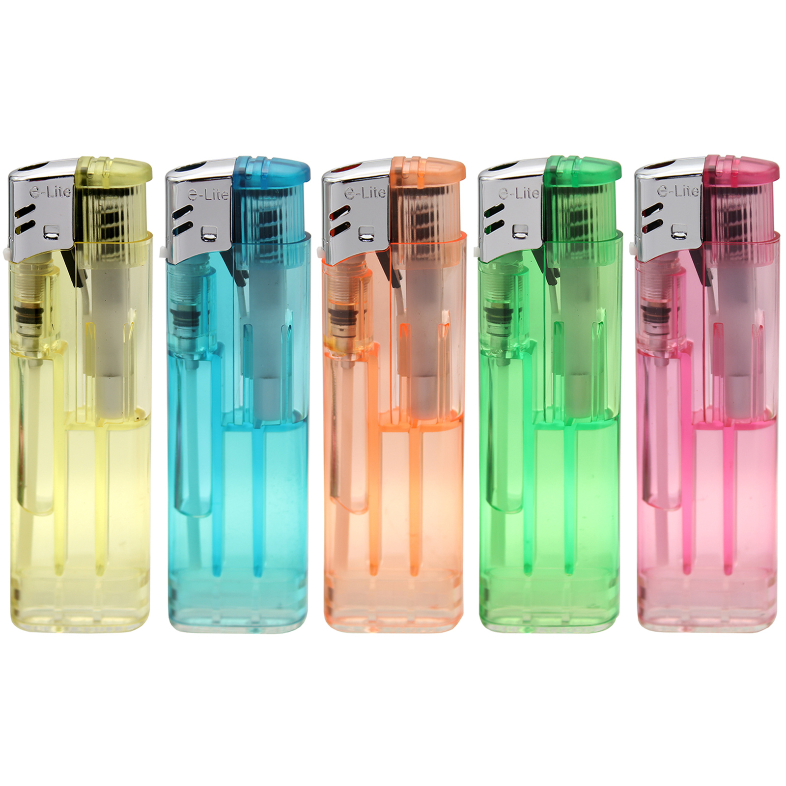 e-Liteプッシュ電子ライター クリア5色セットの画像