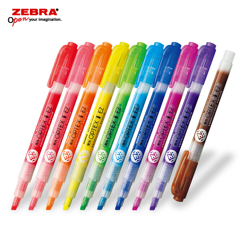 10 Color Assorted Zebra OPTEX 1 EZ WKS11-10C Fluorescent Marker 