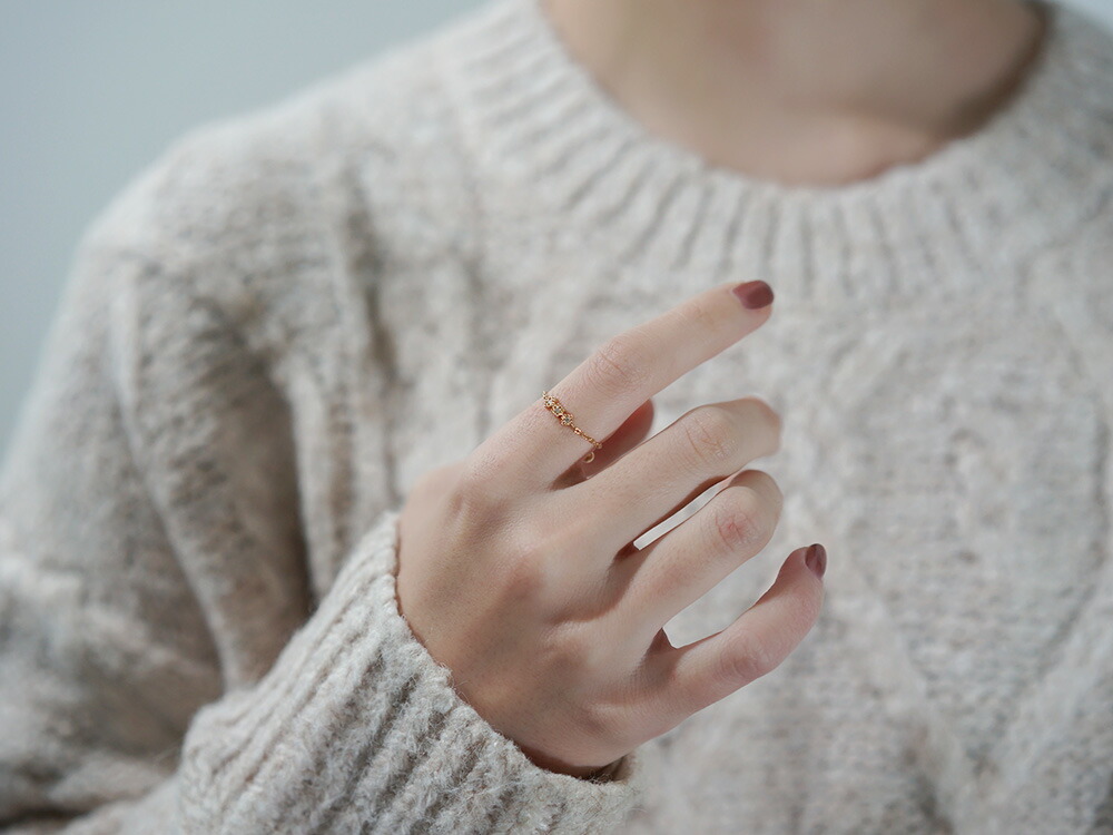 K18 ダイヤモンド モザイクタイチェーンリング rph69611522の画像