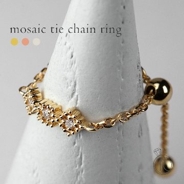 K18 ダイヤモンド モザイクタイチェーンリング rph69611522の画像