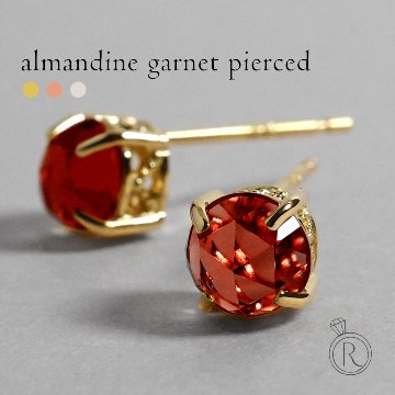 K18 アルマンディン ガーネット ローズカット ピアス rpacp1789g23の画像