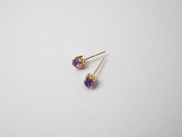 K18 アメジスト ローズカット ピアス rpacp1789a23の画像