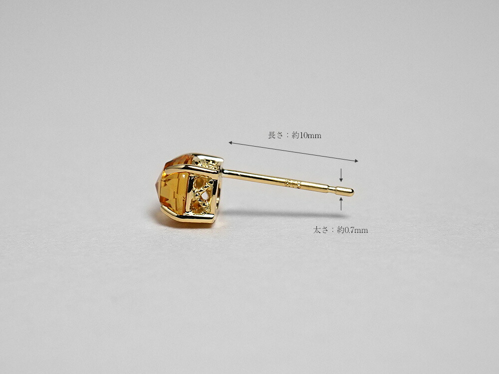 K18 シトリン ローズカット ピアス rpacp1789c23の画像