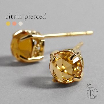 K18 シトリン ローズカット ピアス rpacp1789c23の画像
