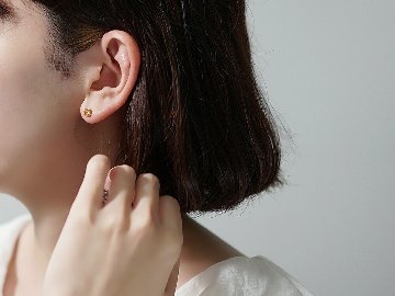 K18 シトリン ローズカット ピアス rpacp1789c23の画像
