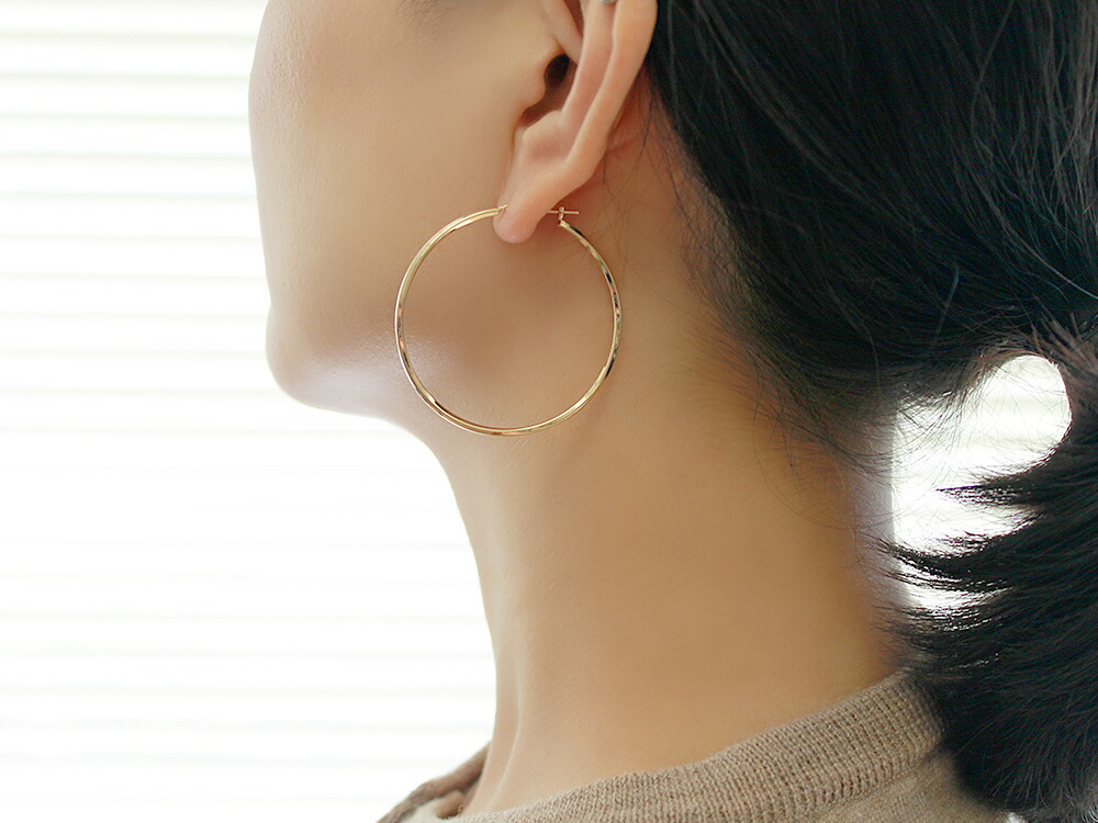 K18 Nejiri フープピアス 45mm rpakr199123の画像