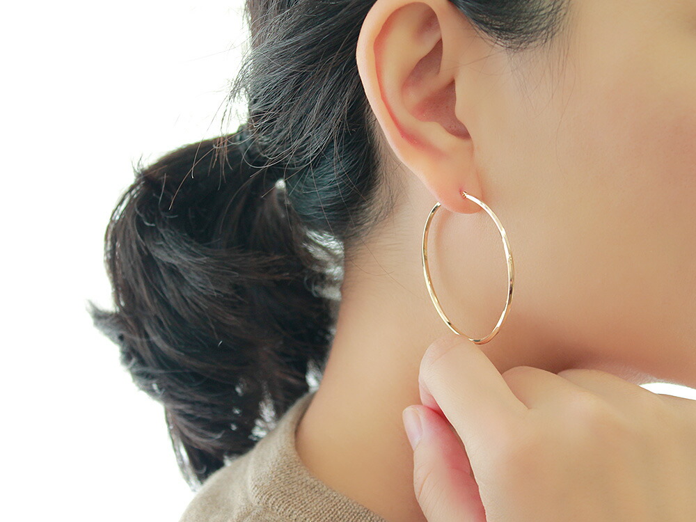 K18 Nejiri フープピアス 45mm rpakr199123の画像