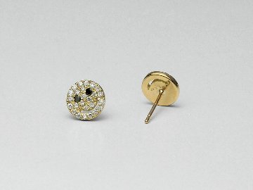 【片耳販売】 K18 スマイル パヴェ ダイヤモンド ピアス rph48001423の画像
