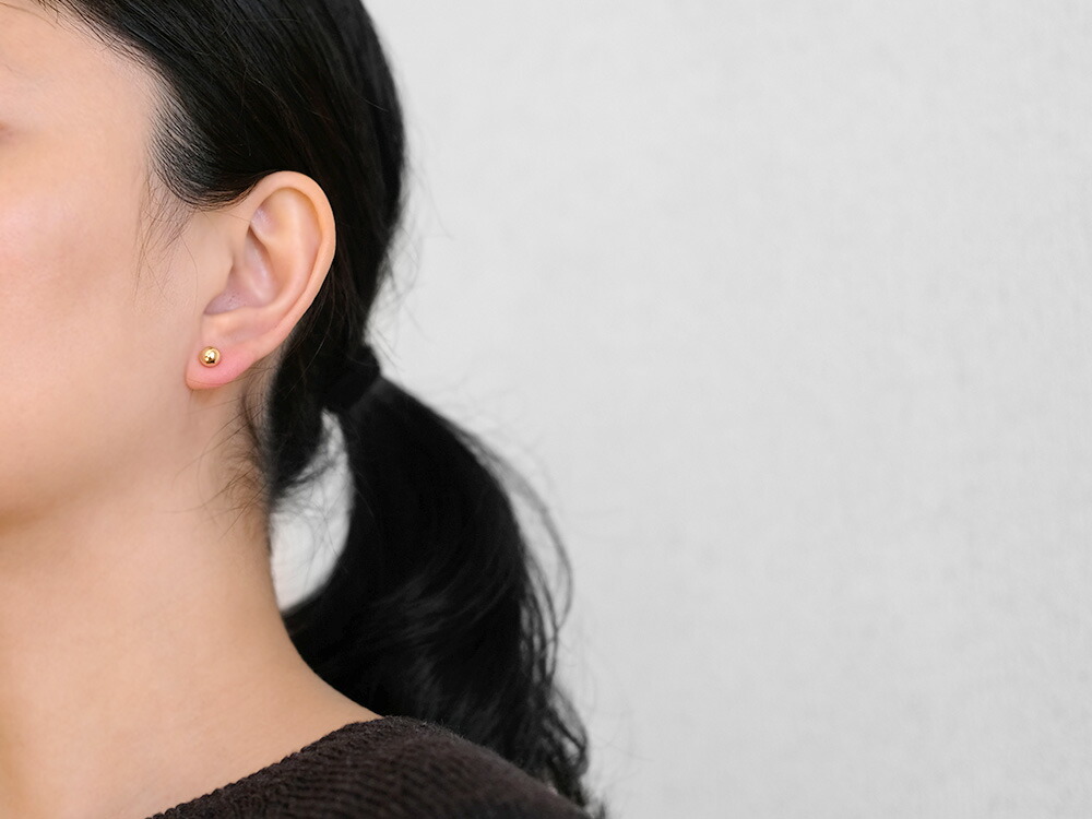 K18 ミロワール スタッド ピアス 6mm rpaub7123の画像