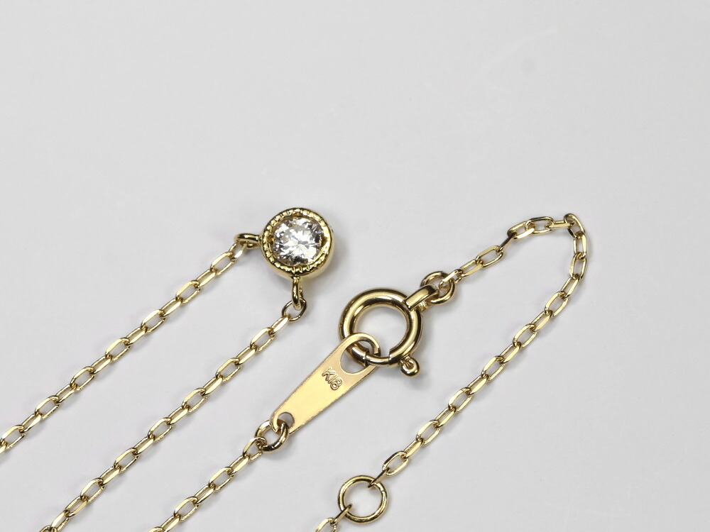 K18 ミル打ち ダイヤモンド ネックレス 0.1ct rpa2787321の画像