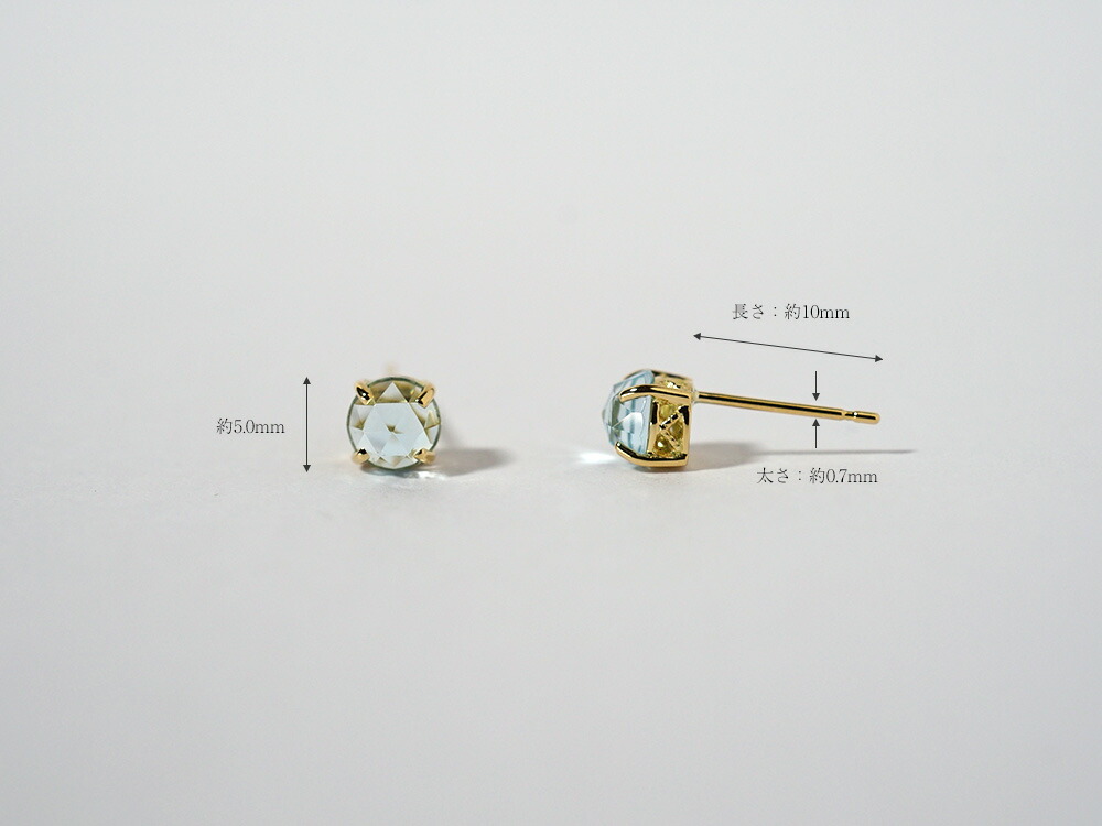 K18 ブルートパーズ ローズカット ピアス rpacp1789b23の画像